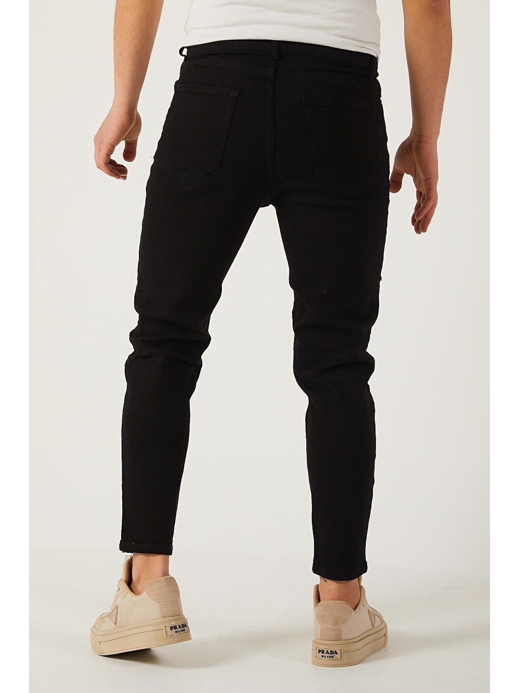 Siyah Erkek Elastanlı Boyfriend Jean Denim Pantolon-5