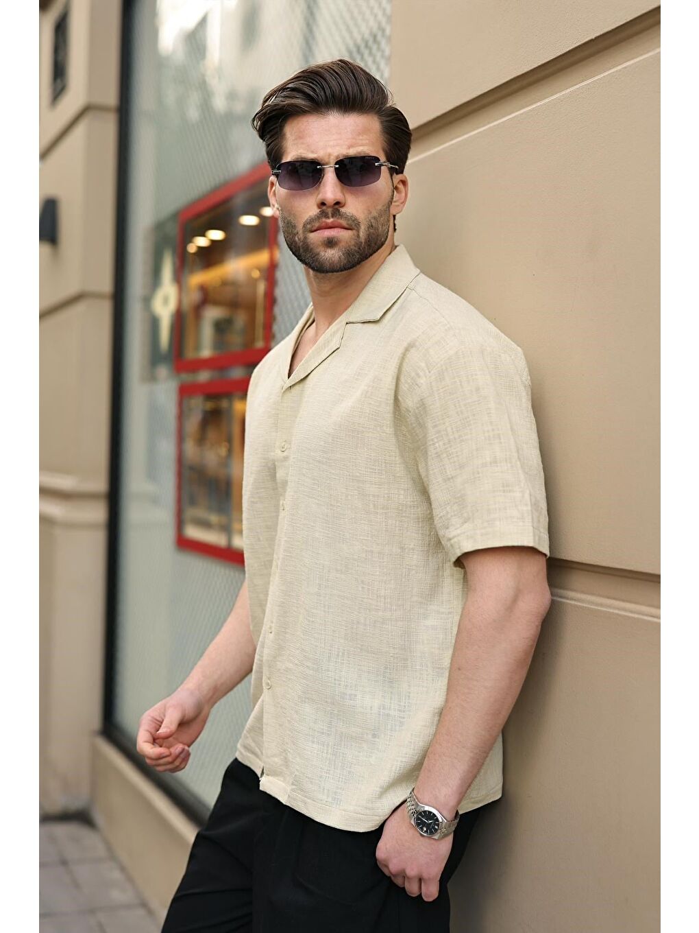 Mint Yeşili %100 Pamuklu Rahat Kesim Erkek Gömlek E6773-1