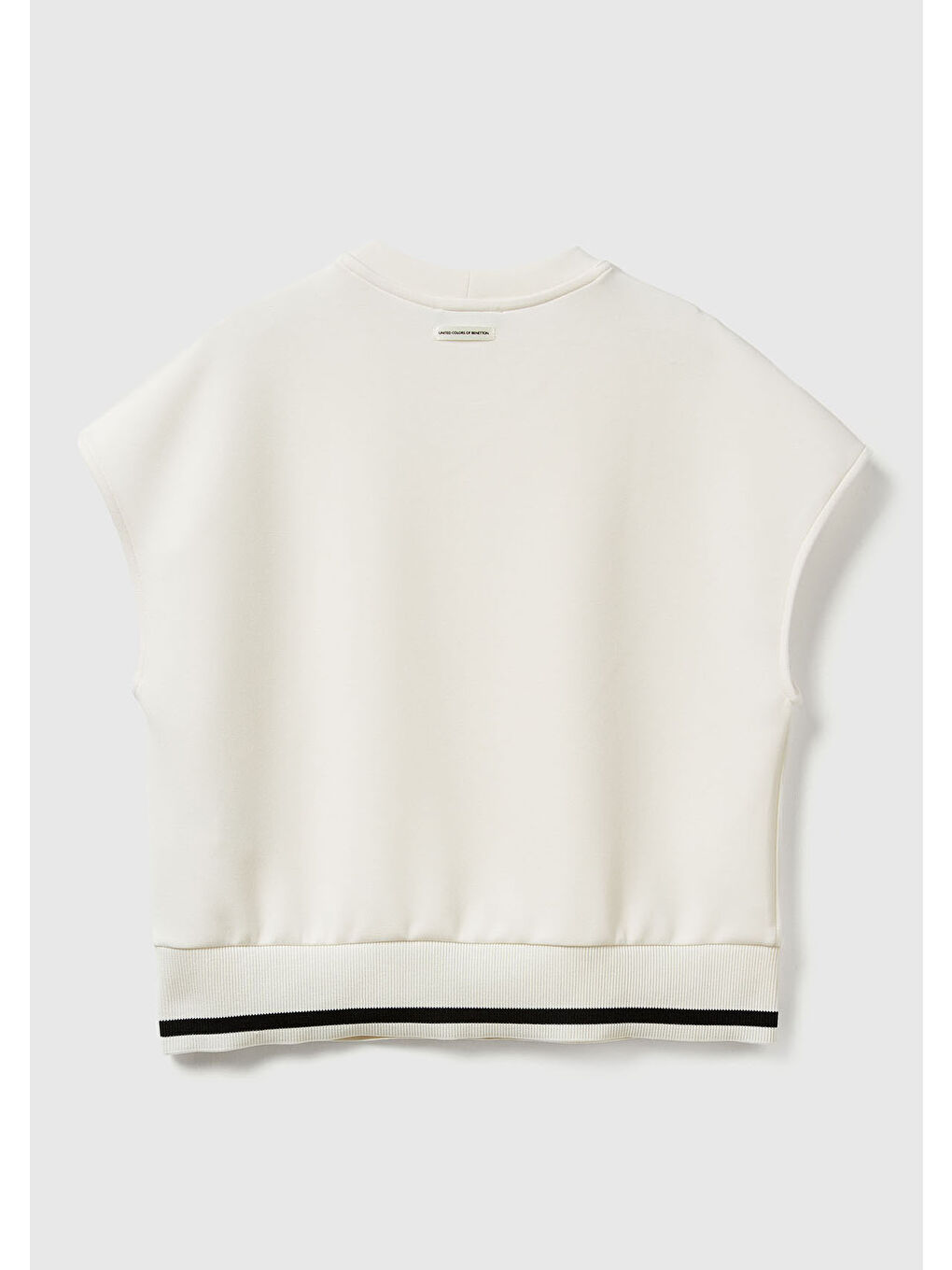 Ekru Kadın Krem Modal Karışımlı Beli Çizgi Detaylı Kolsuz Sweatshirt-3