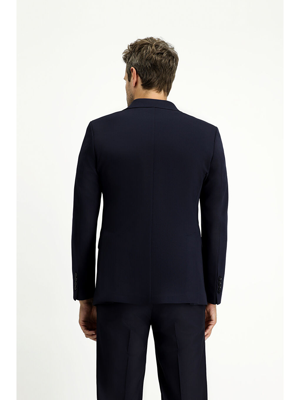 Lacivert Regular Fit Kruvaze Ceket-4