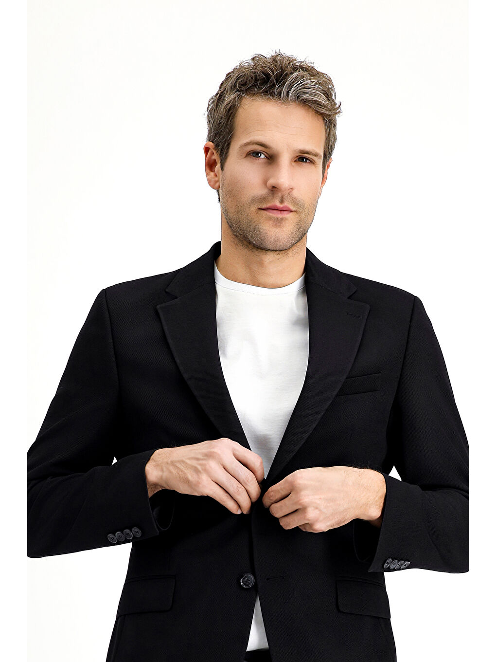 Siyah Slim Fit Dar Kesim Klasik Ceket-2