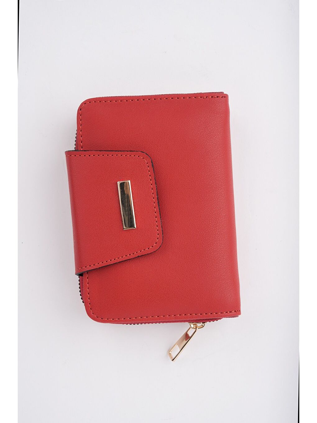 Kırmızı LUKA Bozuk & Kağıt Para Bölmeli Fermuarlı Kartlık Kadın Cüzdan-2