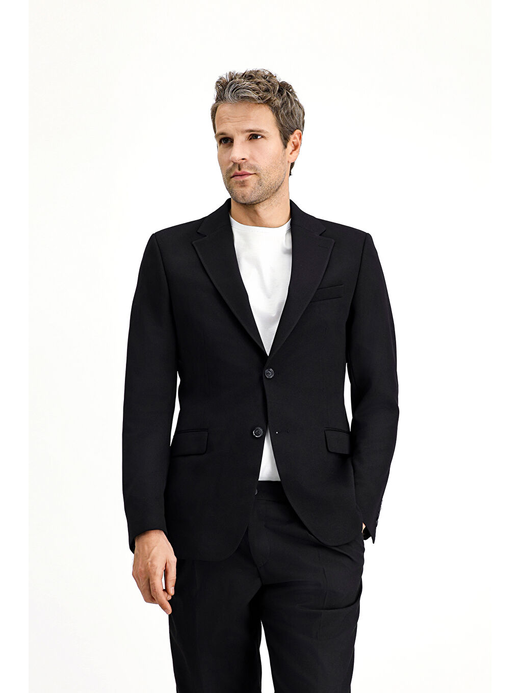 Siyah Slim Fit Dar Kesim Klasik Ceket-3