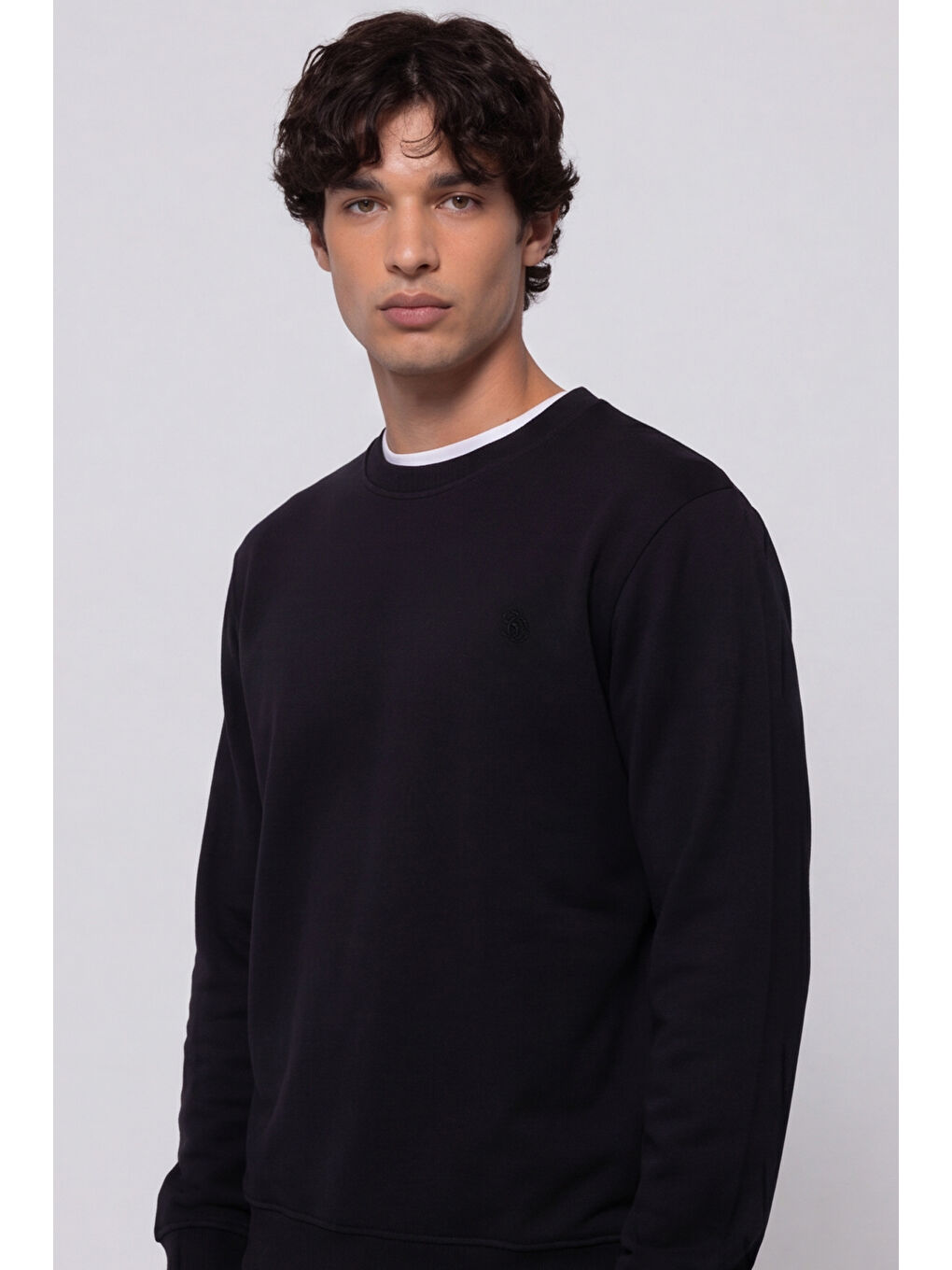 Unisex Siyah Normal Kesim Regular Fit %100 Pamuk Bisiklet Yaka Sweatshirt-4