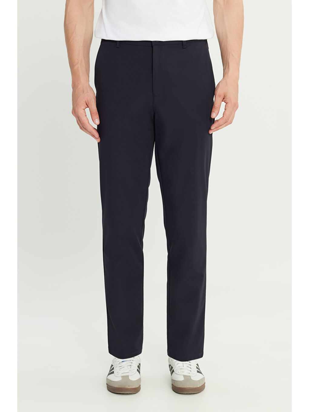 Regular Fit Normal Kesim Lastik Bel Detaylı Lacivert Chino Pantolon-2