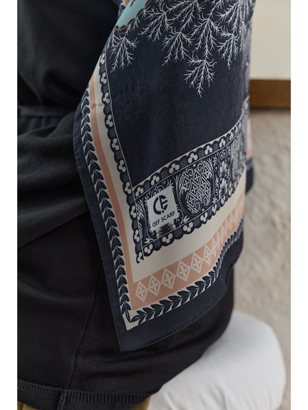 Pembe Cupra Prive Desenli Şal Blossom Somon-4