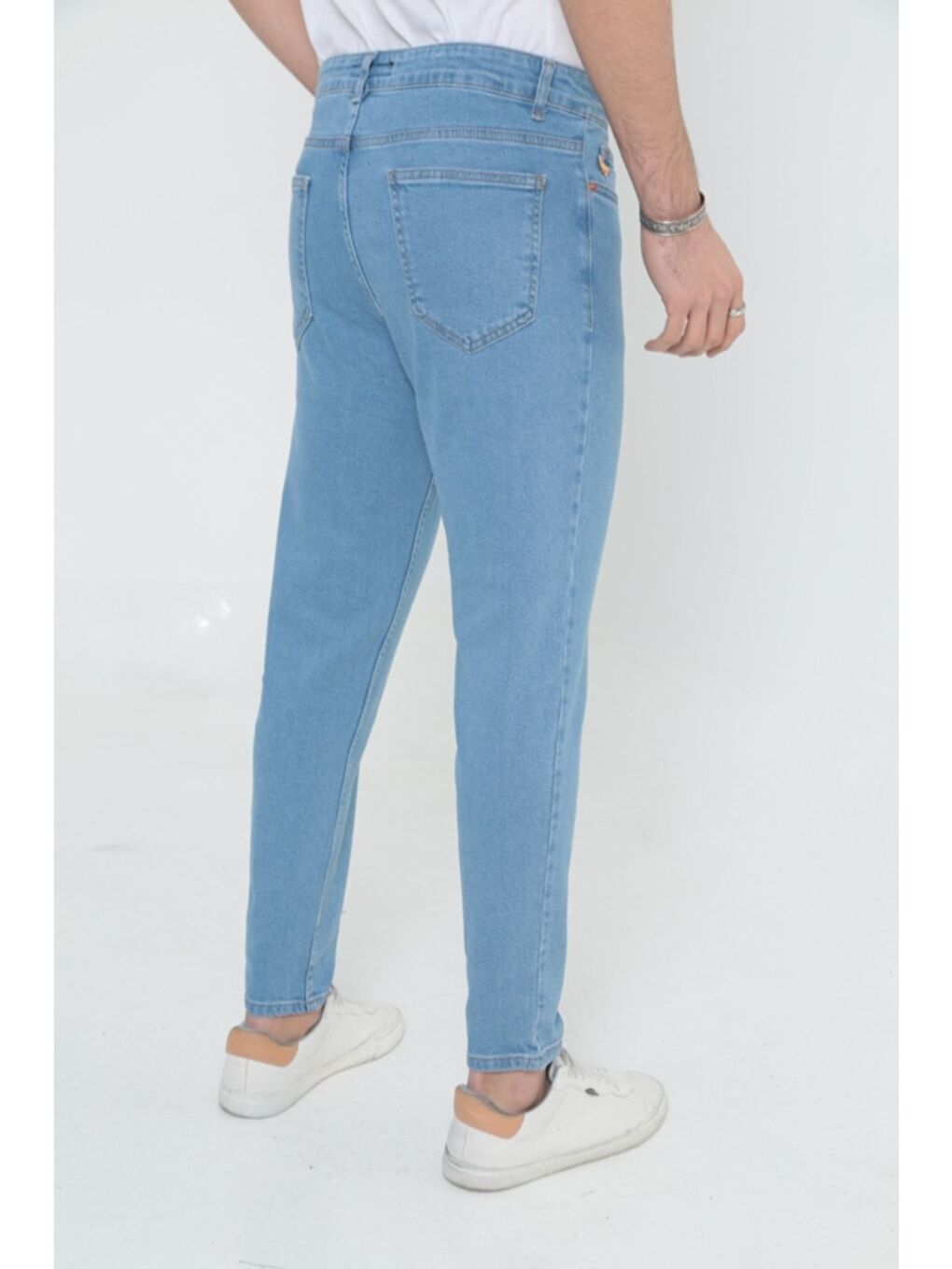 Erkek Elastanlı Jean Boyfriend Denim Açık Mavi Jean Pantolon-3