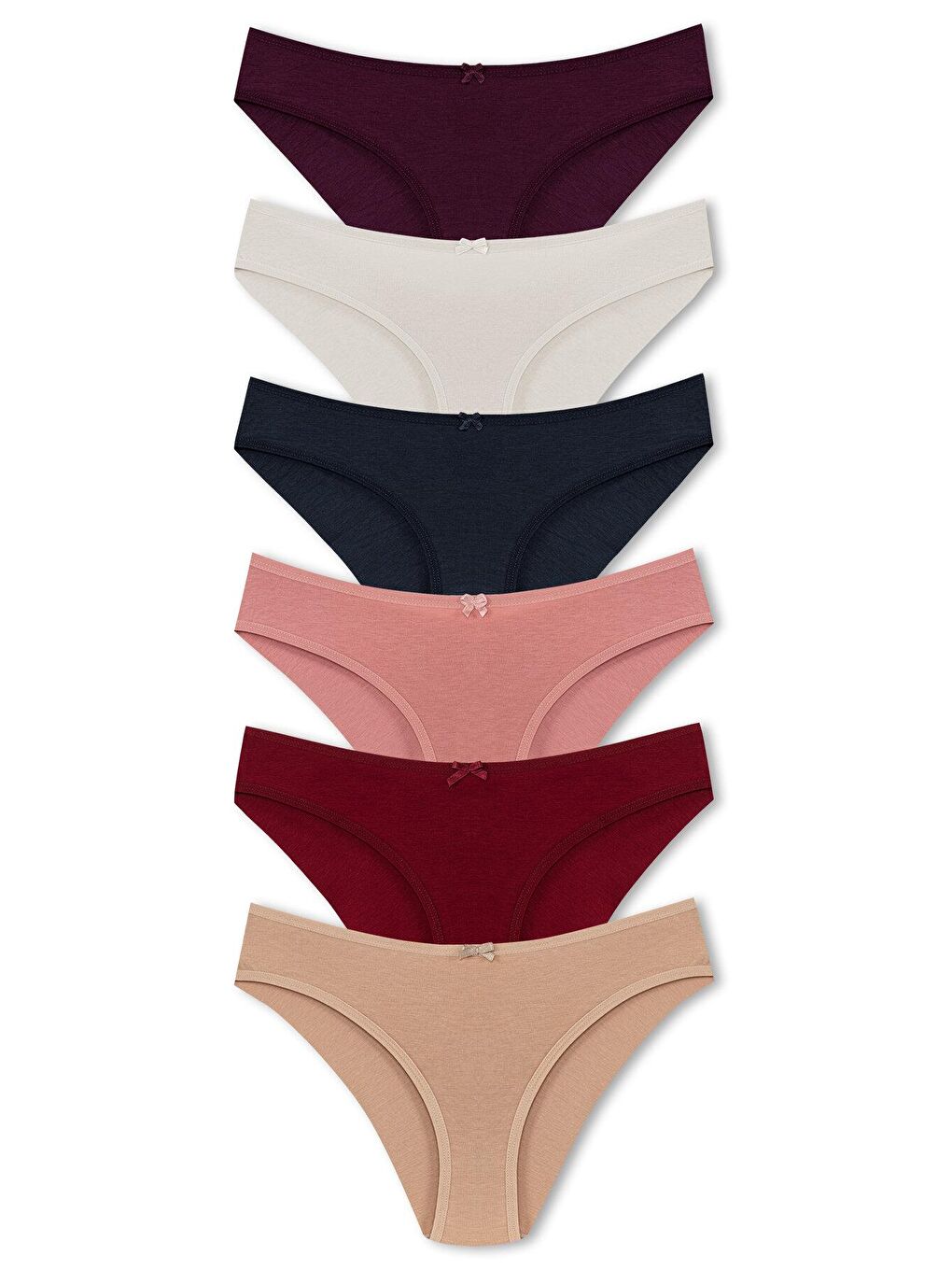 Karışık Pamuklu Arkası Çift Kat Slip Kadın Külot 6'lı