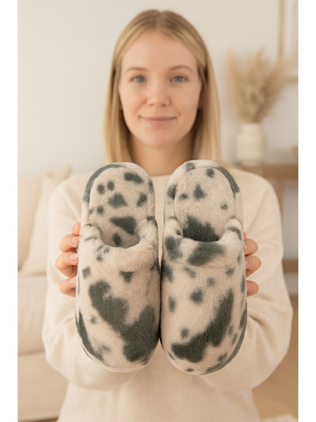 Yeşil SOLARA Kadın Ev Terliği Kışlık Terlik Kauçuk Ses Yapmaz Taban-2