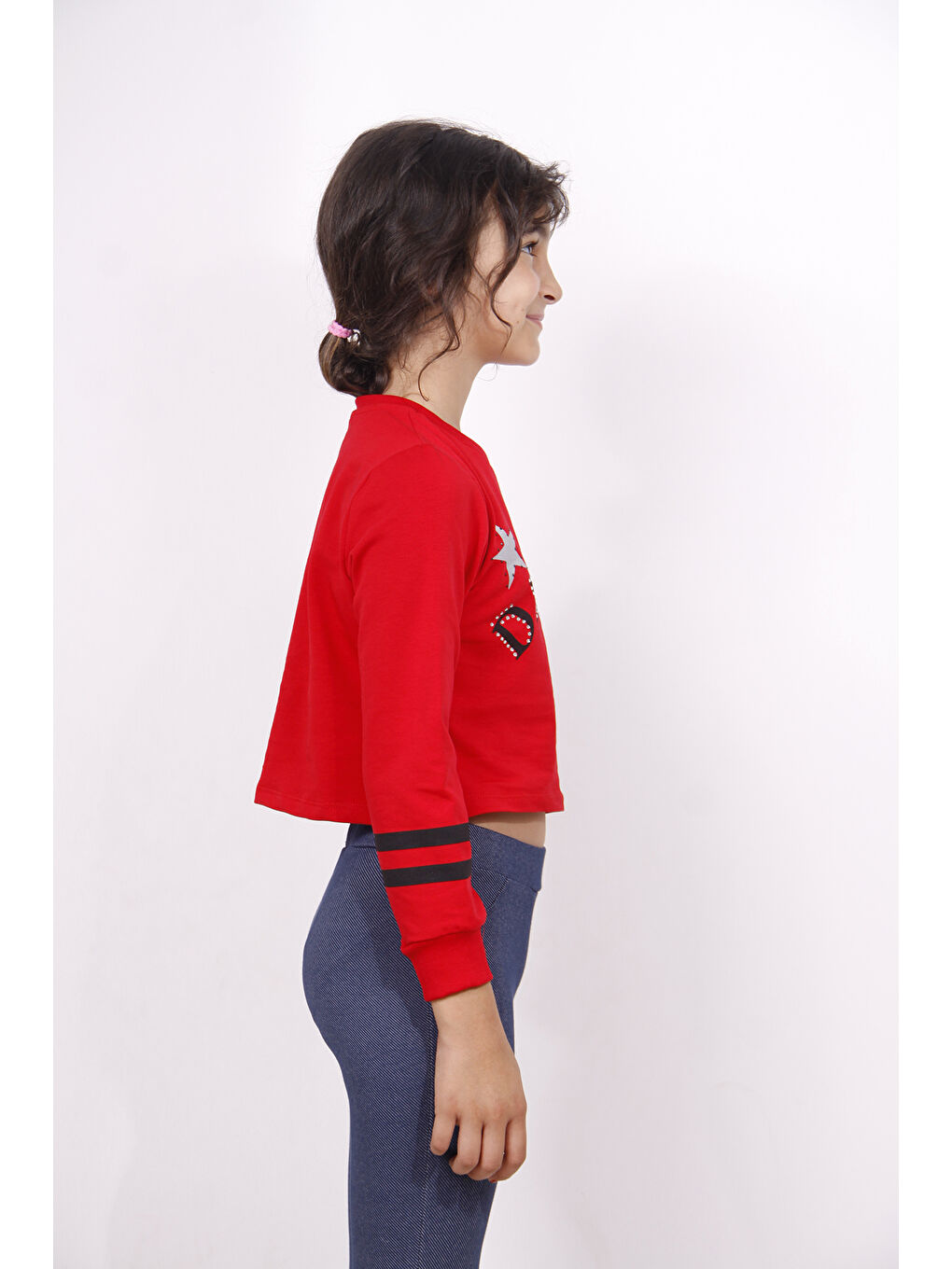 Kırmızı Kız Çocuk Yıldızlı Dream Baskılı Sweatshirt-2