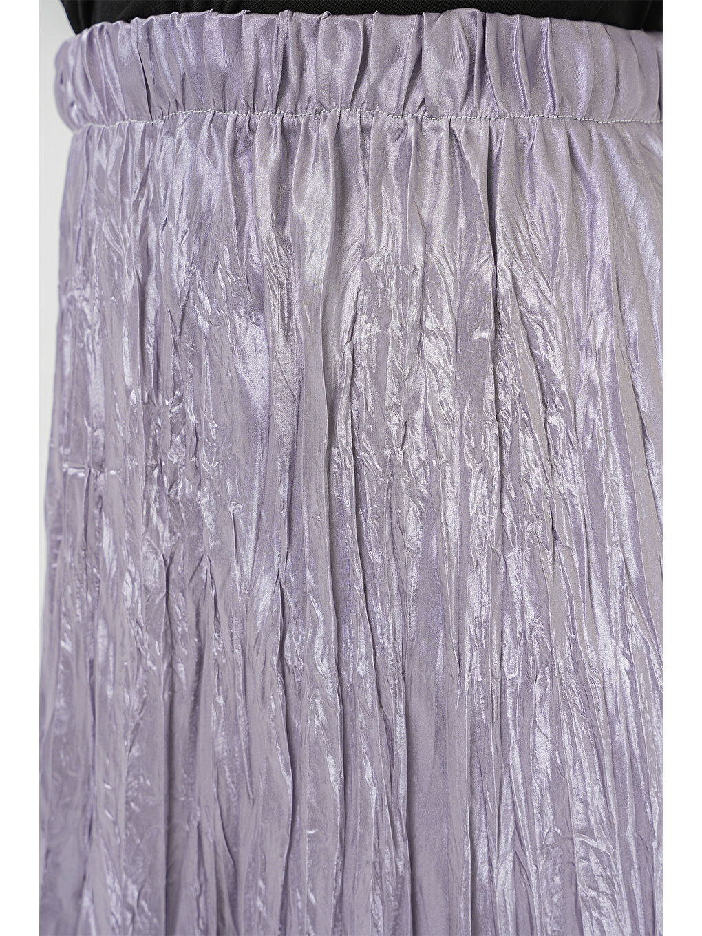 Kadın Uzun Kırışık Parlak Etek 8034 - Gri-4