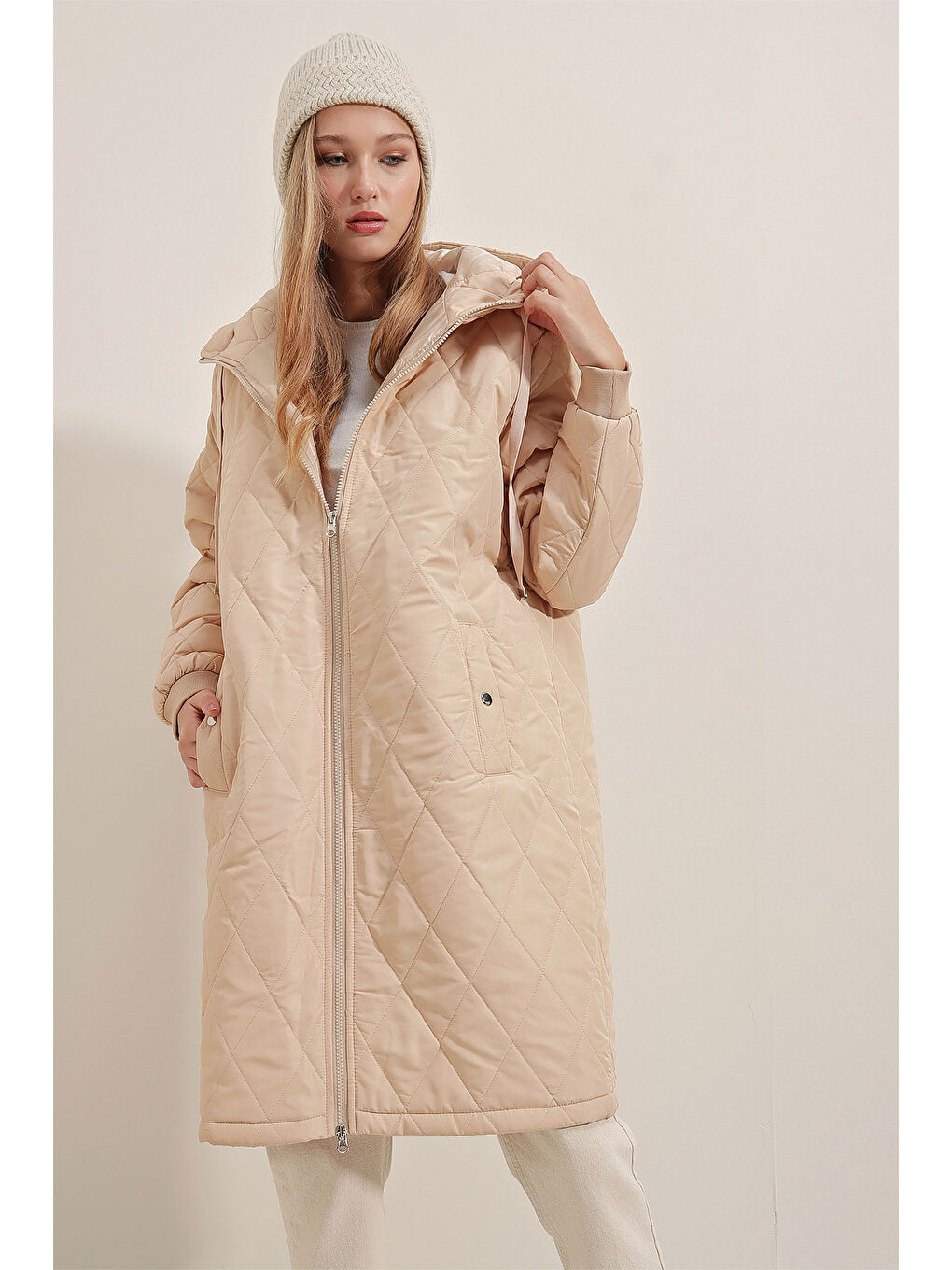 Bej 5130 Salaş Şişme Mont - Vizon-1