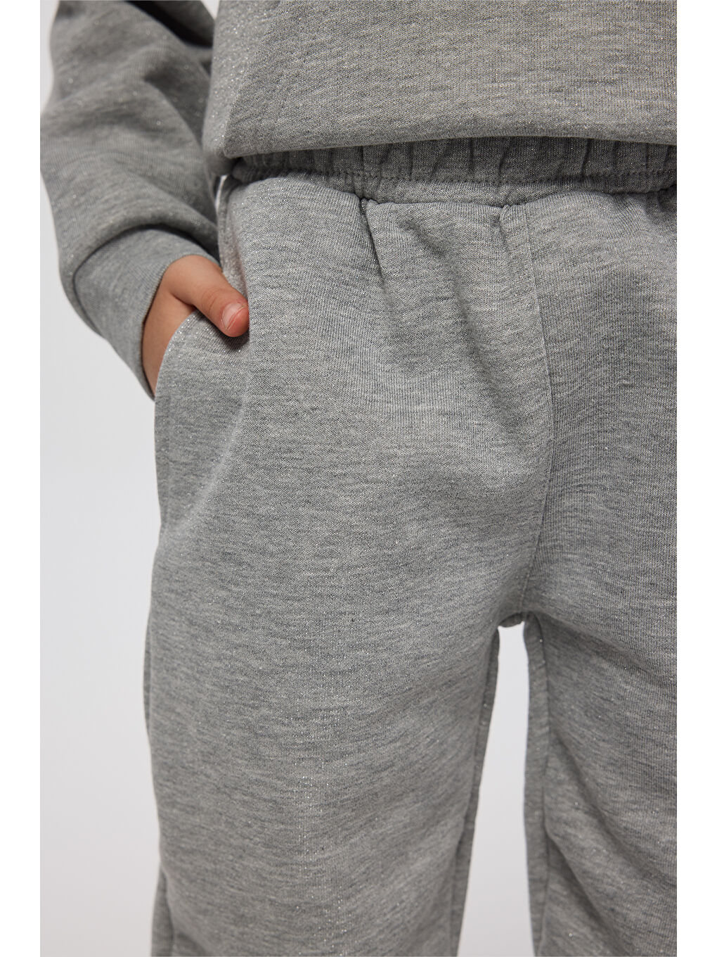 Kız Çocuk Simli Gri Eşofman Altı-3