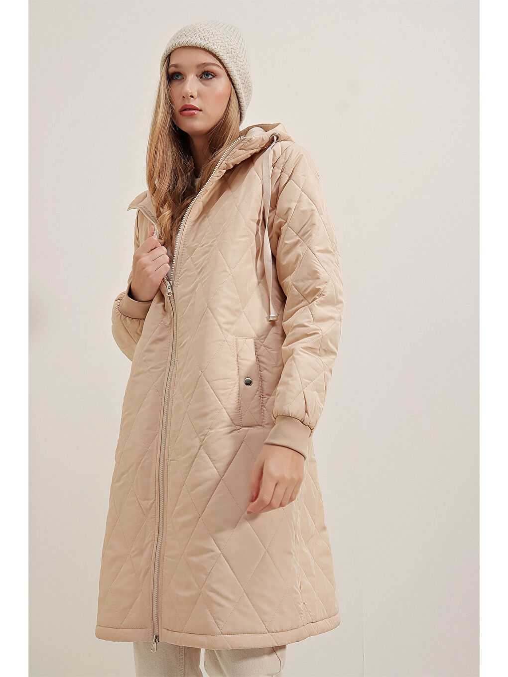 Bej 5130 Salaş Şişme Mont - Vizon-3