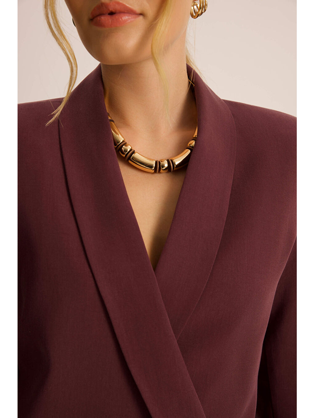 Mirelka Bağlamalı Bordo Blazer Pantolon Takım-5