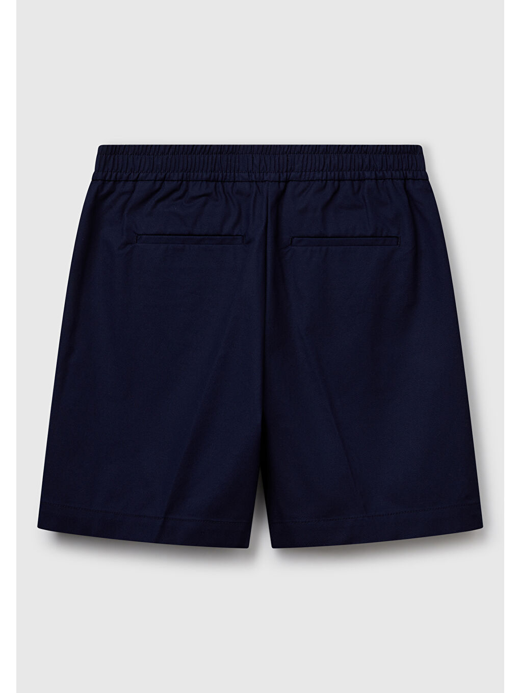 Kadın Lacivert Streç Pamuklu Arka Beli Lastikli Straight Fit Bermuda Şort-3