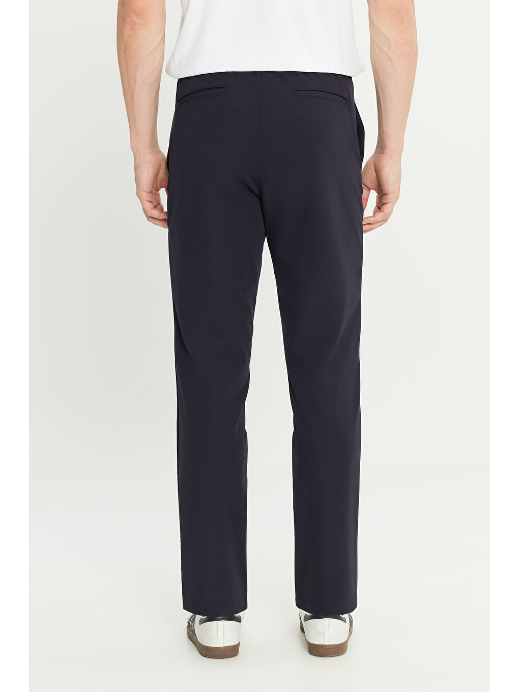 Regular Fit Normal Kesim Lastik Bel Detaylı Lacivert Chino Pantolon-3