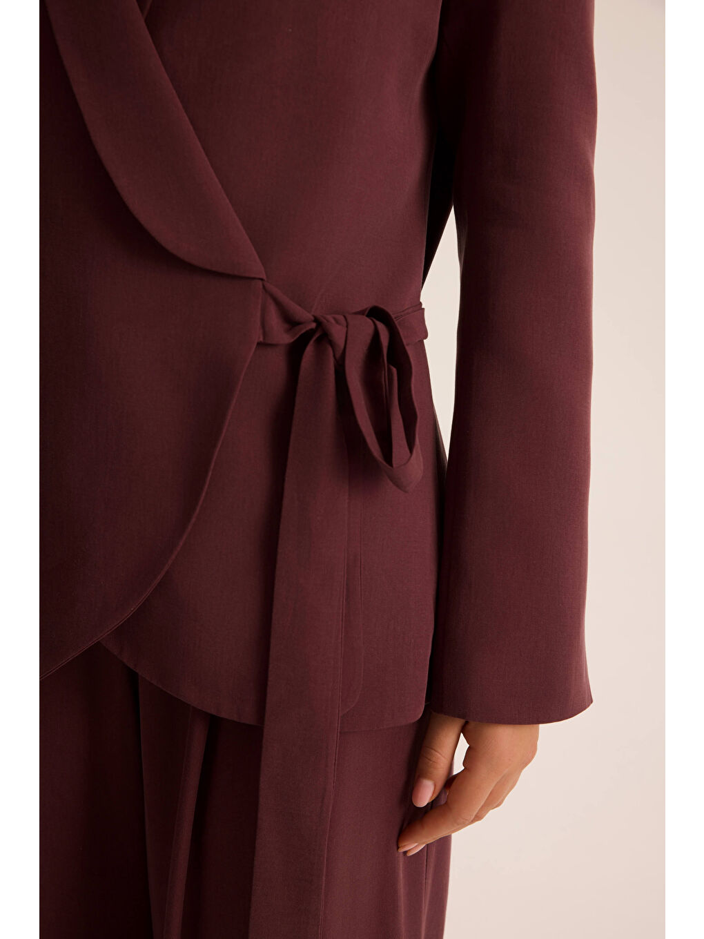 Mirelka Bağlamalı Bordo Blazer Pantolon Takım-6