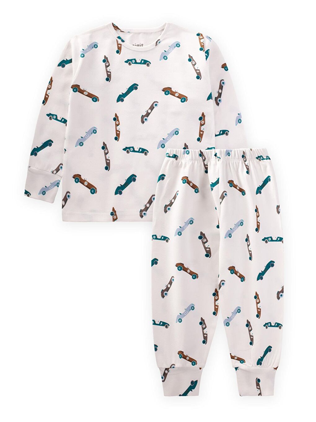 Beyaz Erkek Çocuk Desenli Pijama Takım