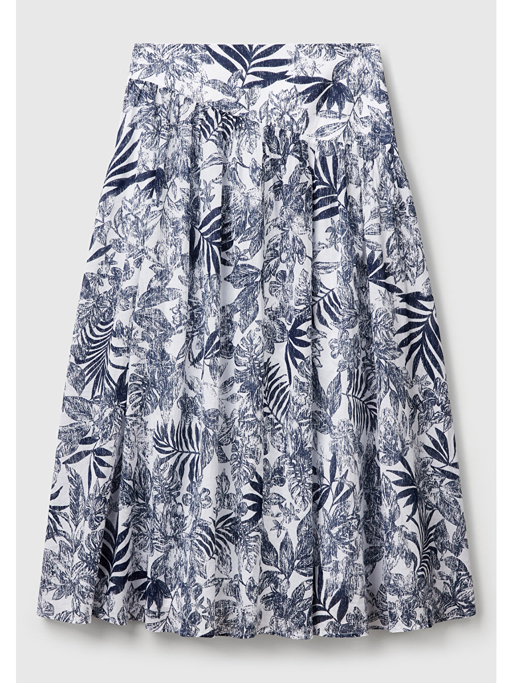 Kadın Mavi Mix %100 Pamuk Desenli Midi Boy Müslin Etek-1