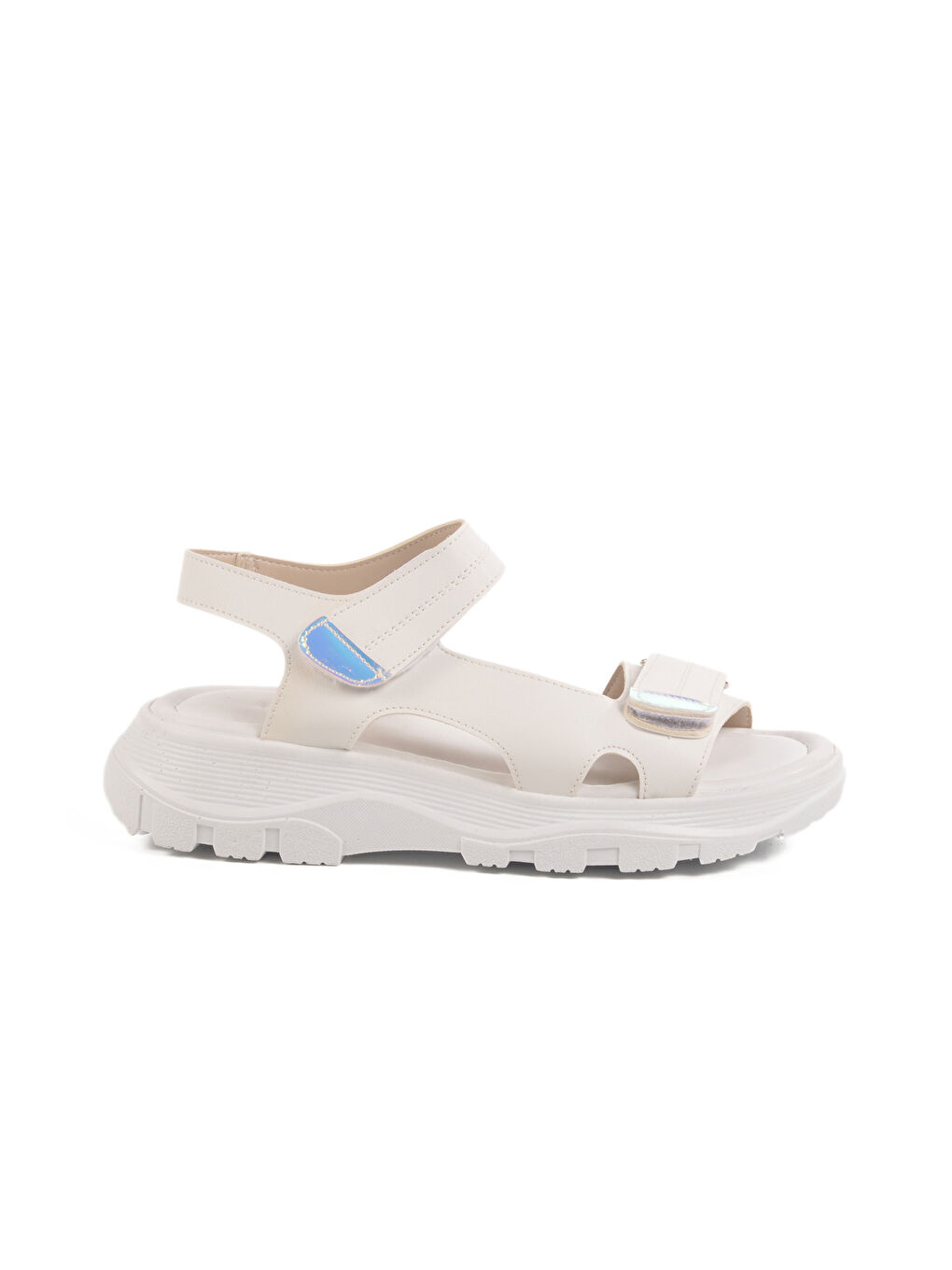 Beyaz Cırtlı Hafif Kadın Sandalet T-006 Z