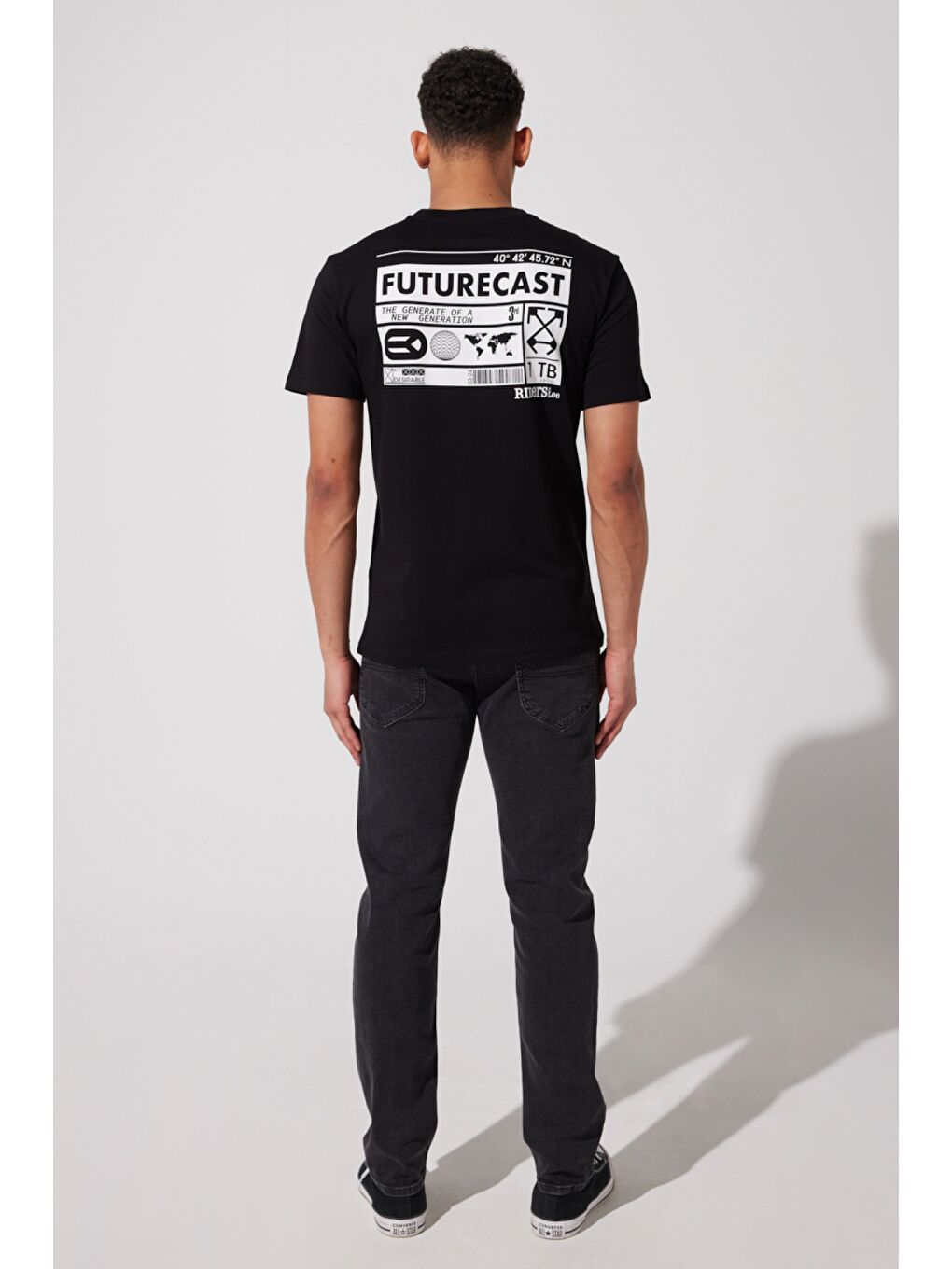 Loose Fit %100 Pamuk Bisiklet Yaka Siyah Tişört-5