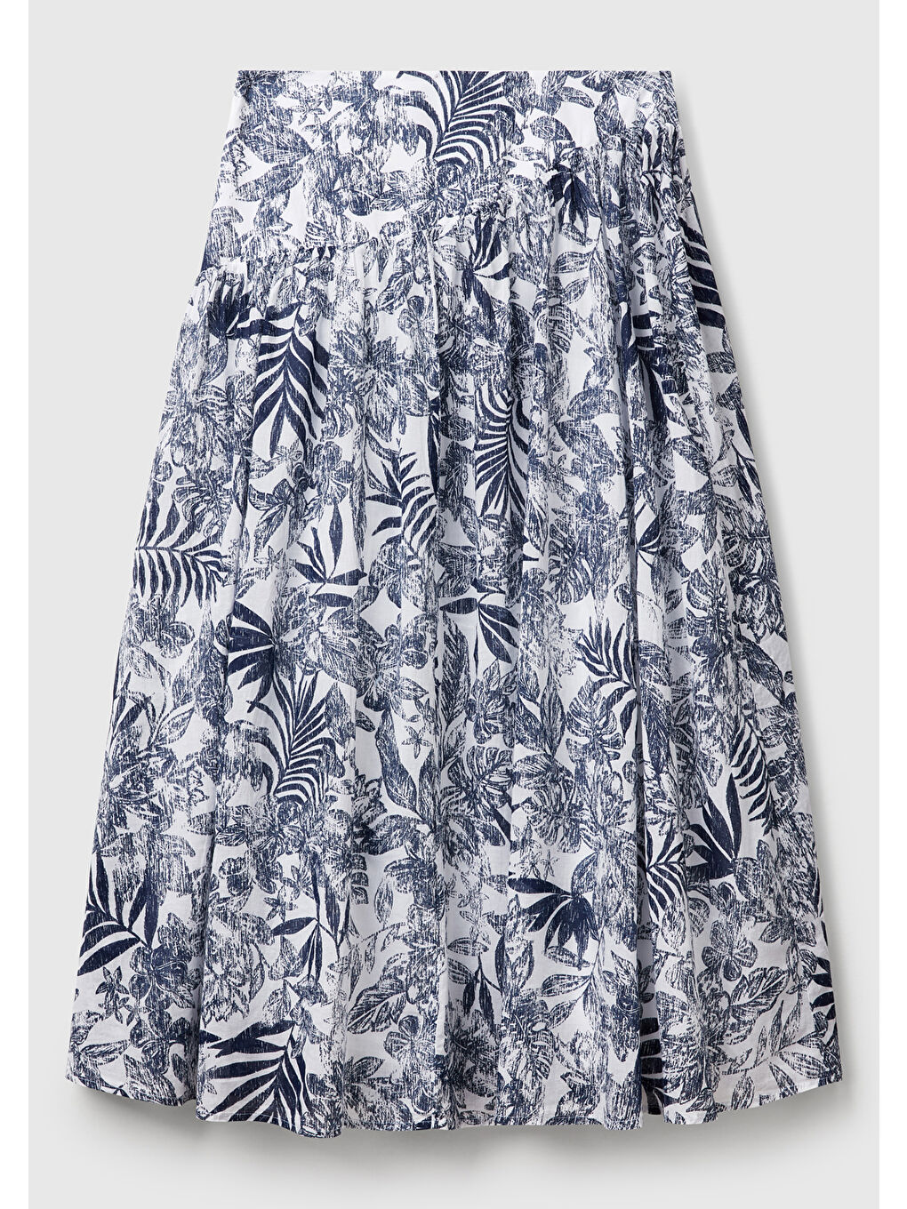 Kadın Mavi Mix %100 Pamuk Desenli Midi Boy Müslin Etek-3