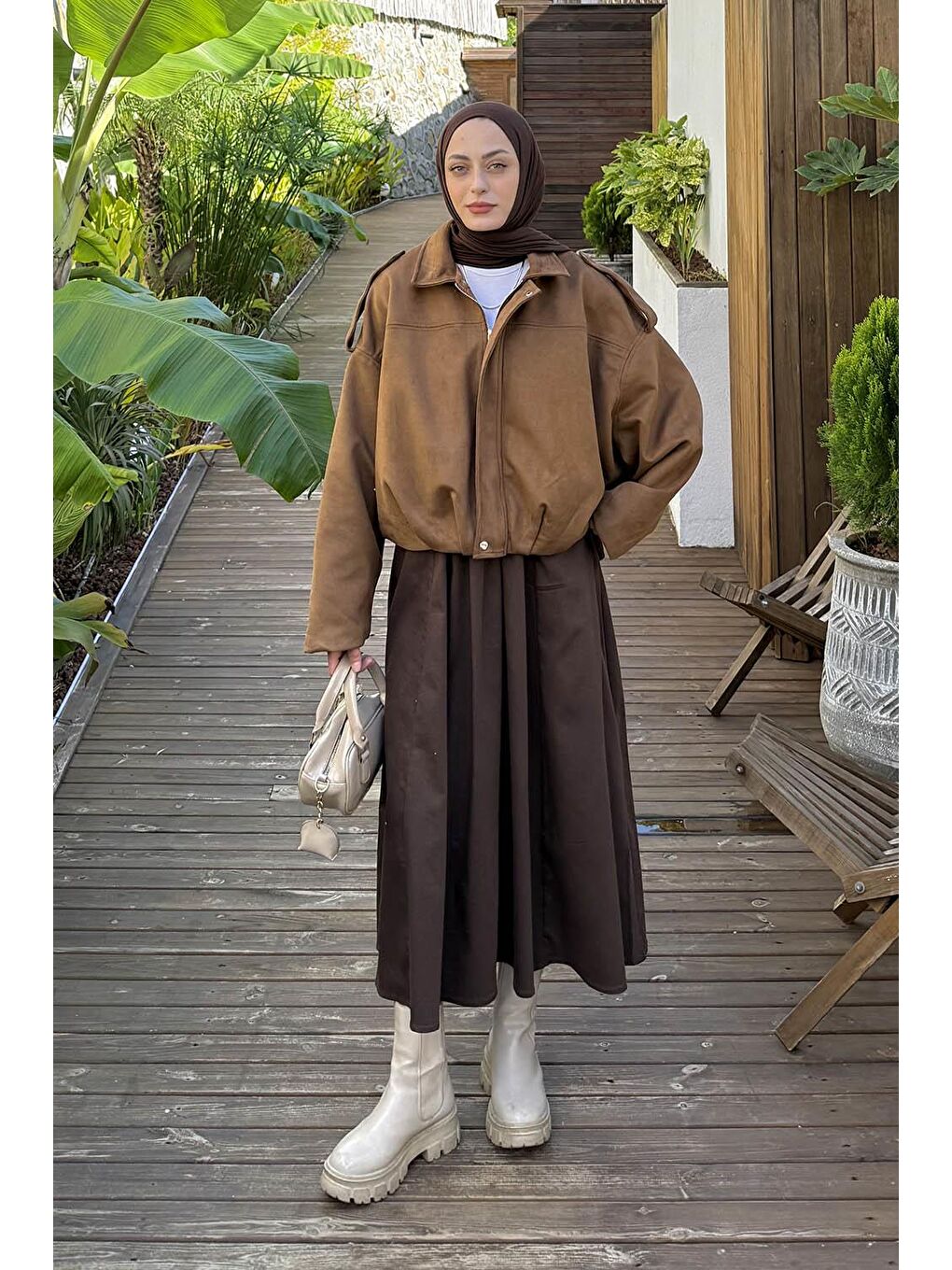 Kahverengi Scuba Süet Mont Camel-3