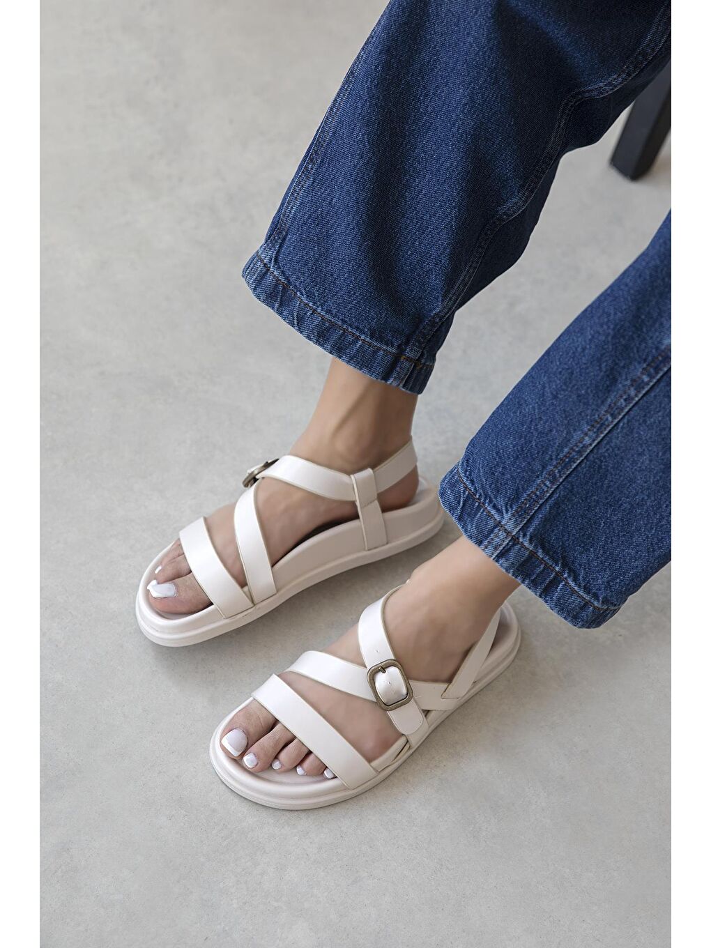 Vitinha Kadın Deri Sandalet Bej-1