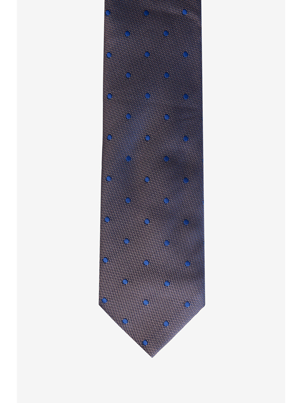 Erkek Kahverengi-Lacivert Desenli İpek Kravat-1