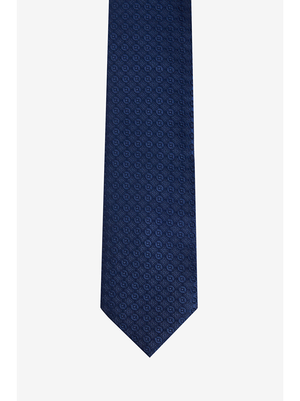 Erkek Lacivert Desenli İpek İnce Kravat-1