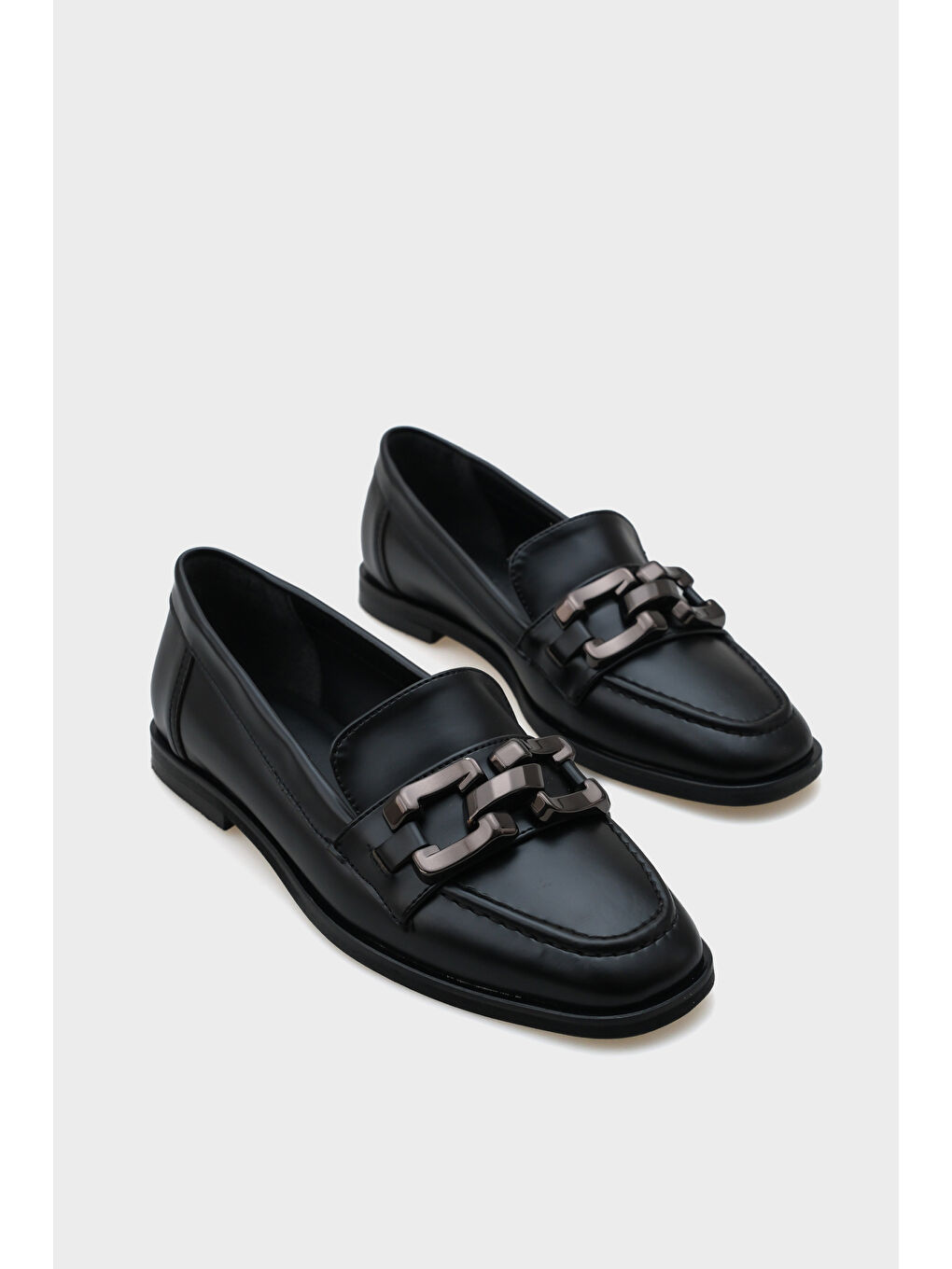 Haki Carina Metal Tokalı Kadın Loafer Ayakkabı-1