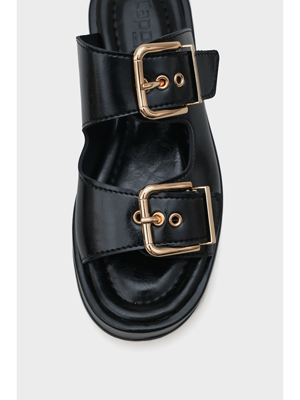 Siyah Marley Çift Tokalı Dolgu Topuklu Kadın Terlik-2