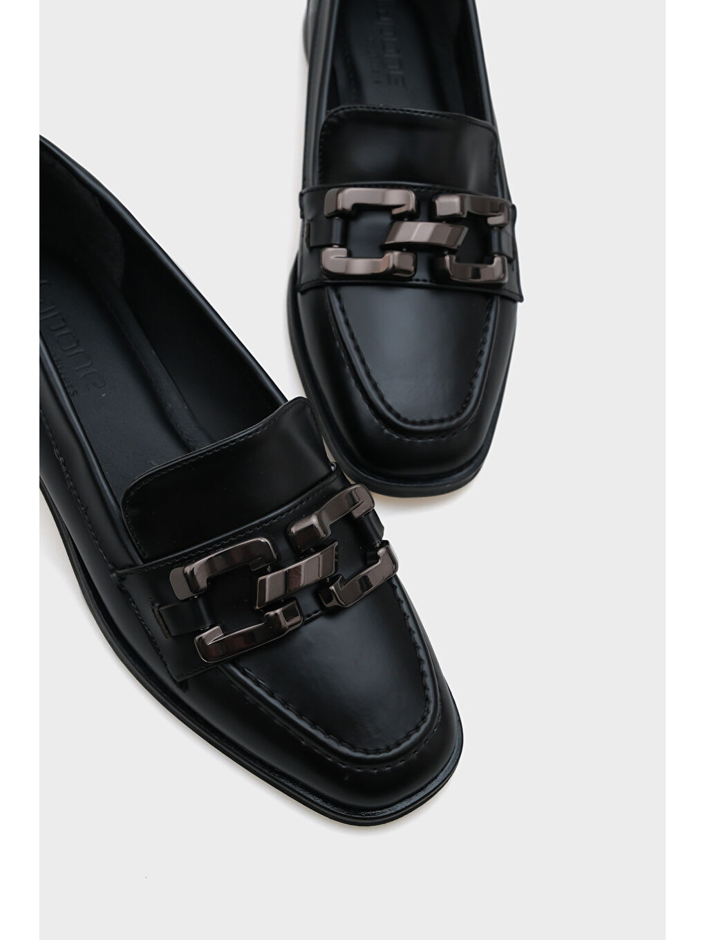 Haki Carina Metal Tokalı Kadın Loafer Ayakkabı-3