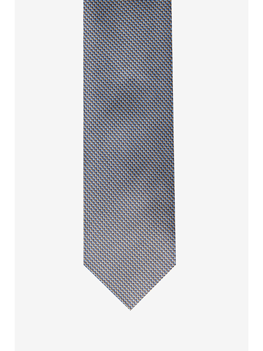 Erkek Bej-Kahve Desenli İpek Kravat-1