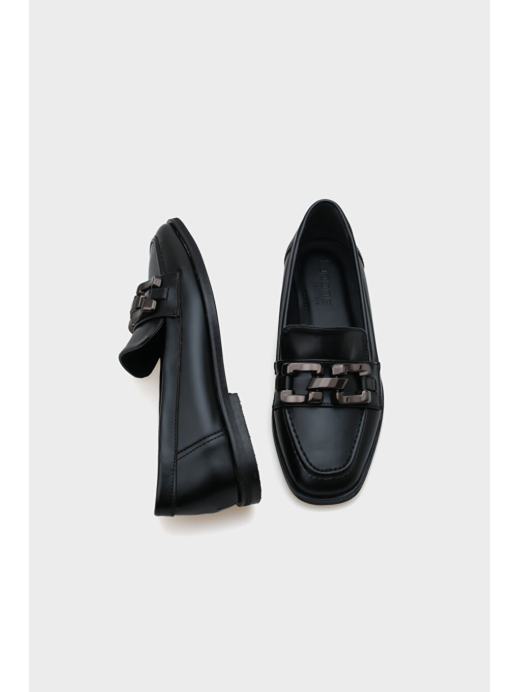 Haki Carina Metal Tokalı Kadın Loafer Ayakkabı-4