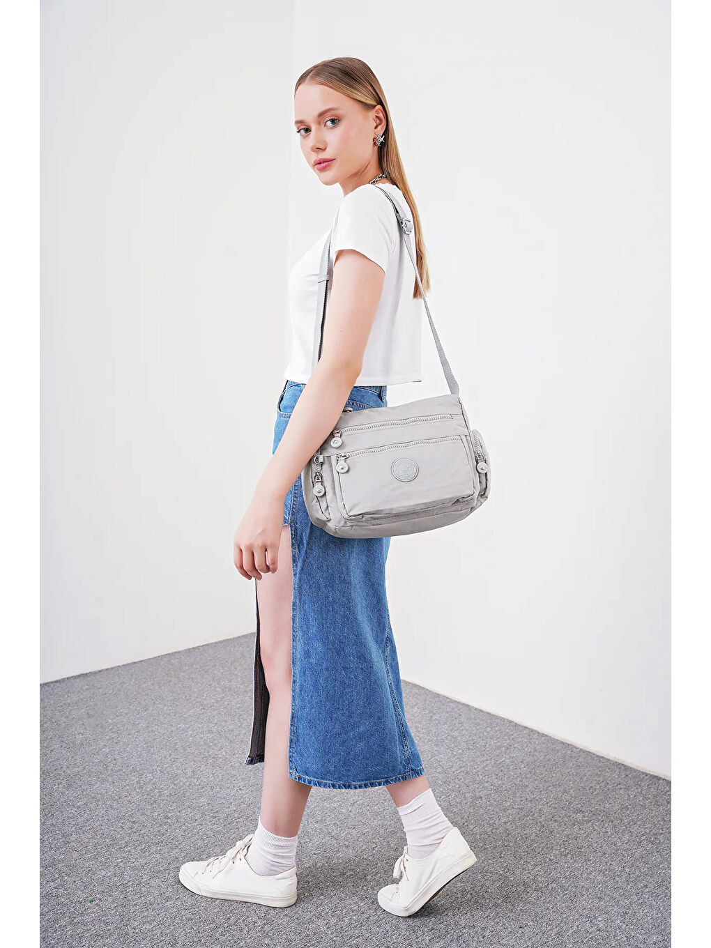 Gri Çapraz Askılı Kadın Çanta BHPC6003-2