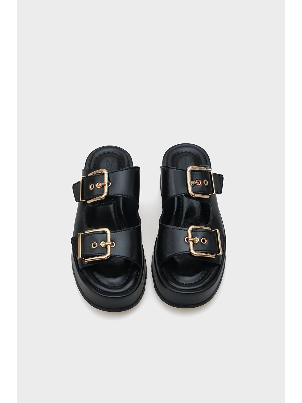 Siyah Marley Çift Tokalı Dolgu Topuklu Kadın Terlik-5