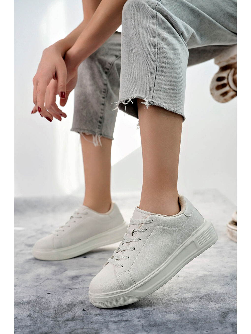 Beyaz Kadın Sneaker Günlük Ayakkabı