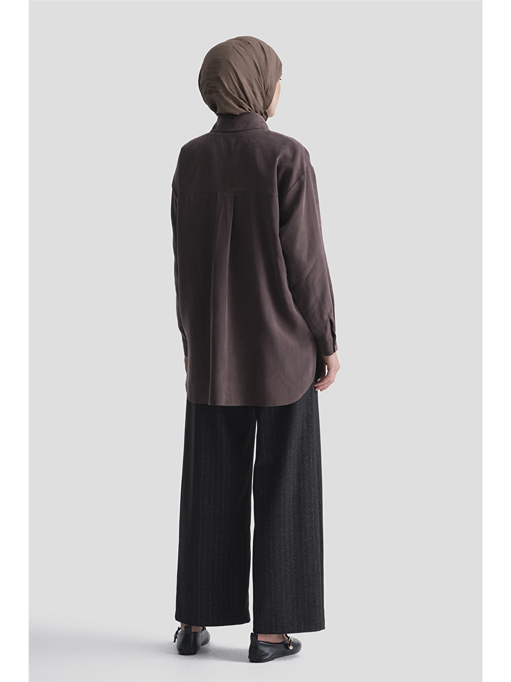 Kahverengi Düğmeli Lyocell Tunik Acı Kahve-4