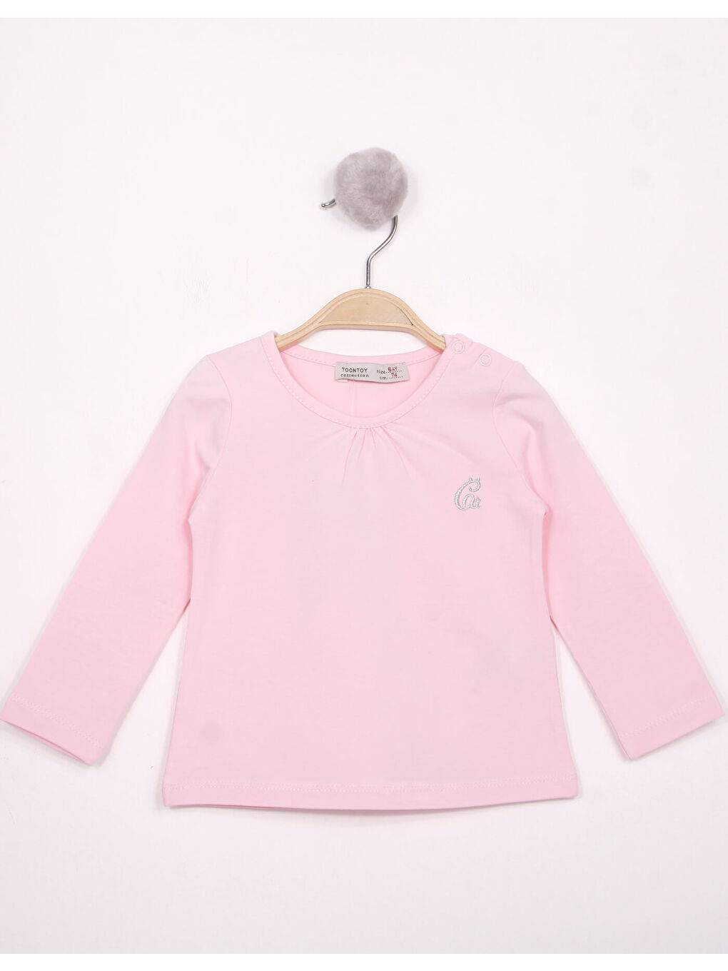 Pembe Kız Bebek Göğsü Nakışlı T-Shirt