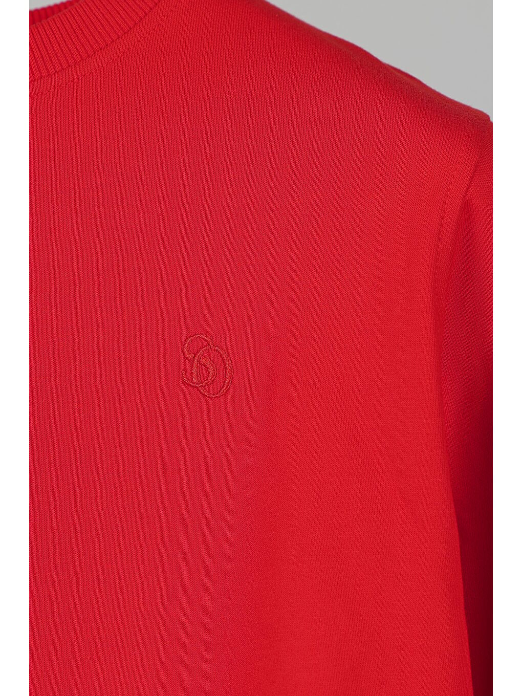 Unisex Kırmızı Normal Kesim Regular Fit %100 Pamuk Bisiklet Yaka Sweatshirt-3