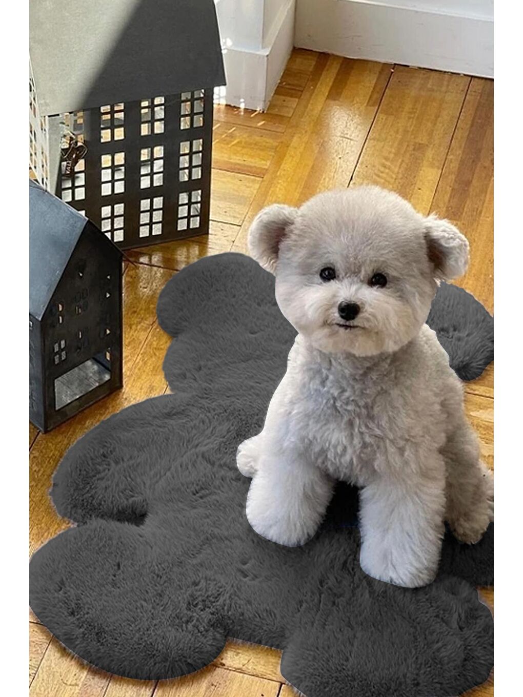 Antrasit Teddy Bear Ayıcık Kesimli Yumuşak Halı