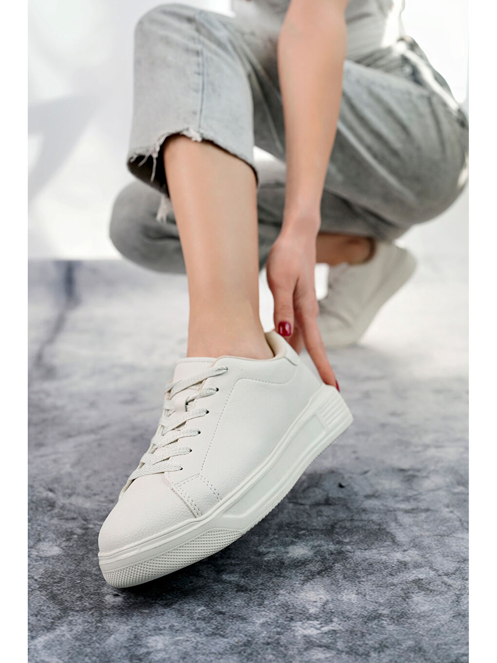 Beyaz Kadın Sneaker Günlük Ayakkabı-1