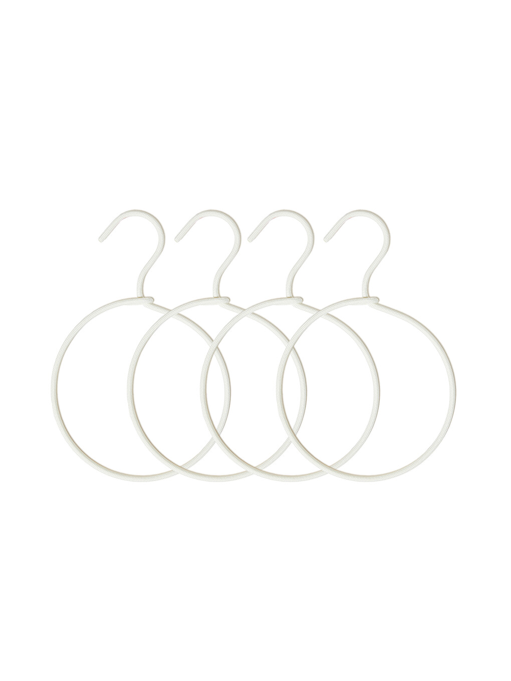 4'lü Halka Ekru Renk Kumaş Kaplı Metal Aksesuar Askısı 24.5 x 16 x 0.5 cm-4