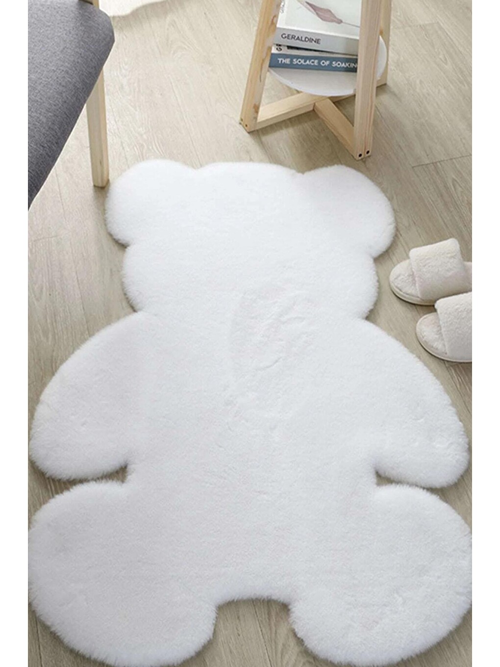 Beyaz Teddy Bear Ayıcık Kesimli Yumuşak Halı-5