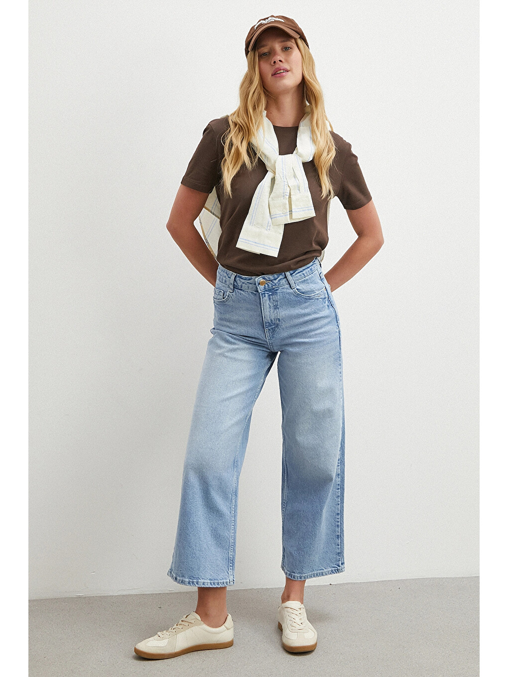 Yüksek Bel Culotte Jean Mavi-2