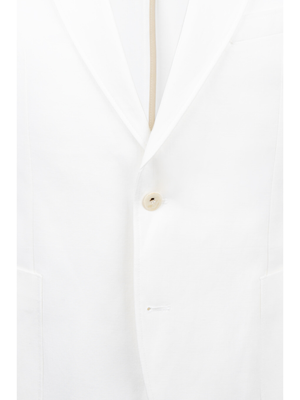 Beyaz Regular Fit Mono Yaka Casual Keten Ceket-3