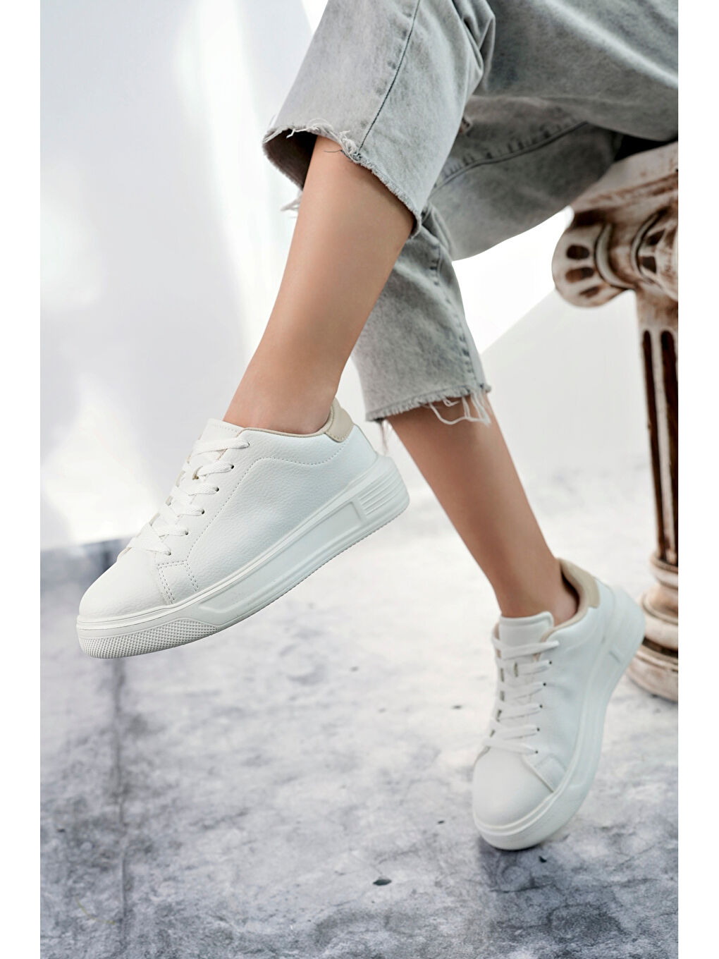 Bej Kadın Sneaker Günlük Ayakkabı