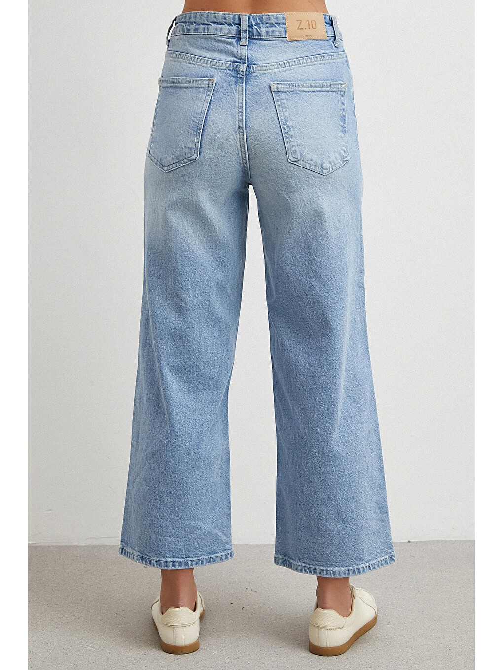 Yüksek Bel Culotte Jean Mavi-5